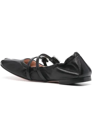 Roger Vivier Mini Strap Strass Leather Ballet Flats