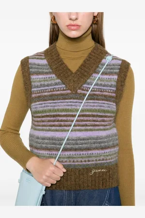 Ganni Striped V-necked Vest