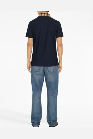 Burberry Check Collar Cotton Polo Shirt