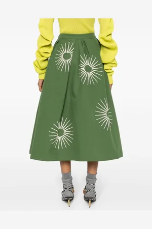 DRIES VAN NOTEN Embroidered Cotton Midi Skirt