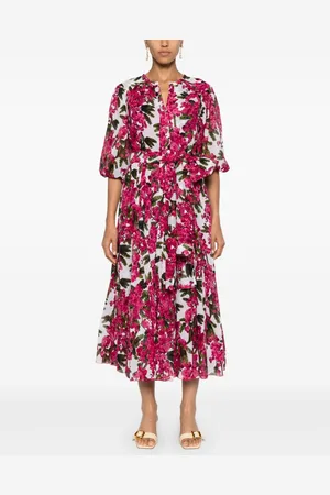 SAMANTHA SUNG Floral Print Shirt Dress