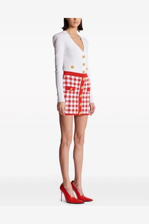 Balmain Vichy Buttoned Mini Skirt