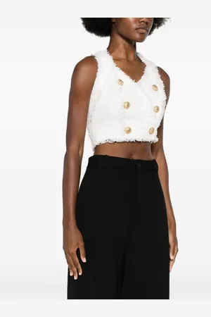 Balmain V-necked Buttoned Top