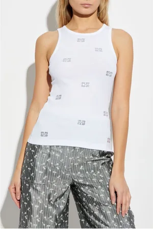 Ganni Strass Embellished Cotton Top