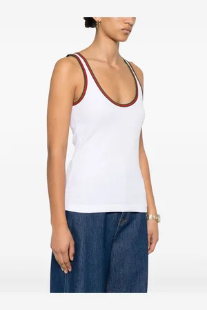 Gucci Web Detail Cotton Tank Top