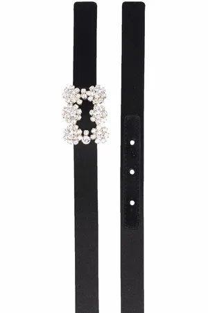 Roger Vivier Flower Strass Buckle Satin Belt