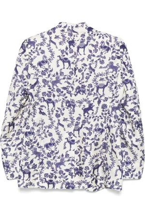 ALBERTO BIANI Printed Silk Double-breasted Jacket