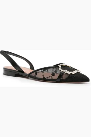 MALONE SOULIERS Misha Embellished Mesh Slingback Ballet Flats