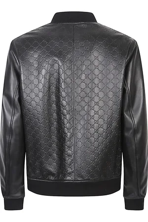 Gucci Gg Leather Bomber Jacket