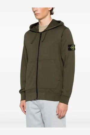 Stone Island Logo Cotton Zipped Hoodie