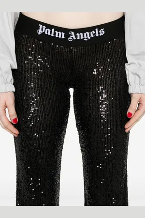 Palm Angels Logo Sequined Flared Trousers
