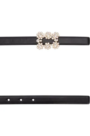 Roger Vivier Flower Strass Buckle Leather Belt