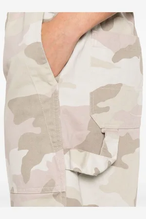 White Sand Camou Print Cotton Trousers