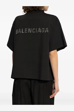 Balenciaga Back Strass Cropped Cotton T-shirt