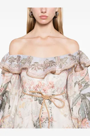ZIMMERMANN Wylie Linen Printed Midi Dress