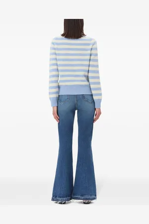 Ganni Embroidered Striped Wool Sweater