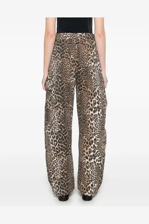 Ganni Leopard Print Organic Cotton Trousers