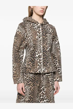 Ganni Leopard Print Organic Cotton Hoodie