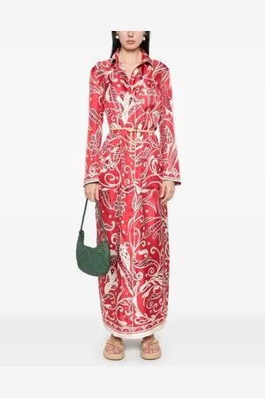 F.R.S For Restless Sleepers Printed Silk Long Shirtdress