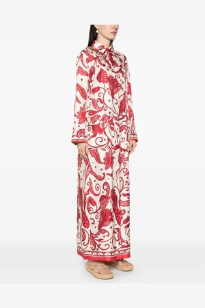 F.R.S For Restless Sleepers Printed Silk Long Shirtdress