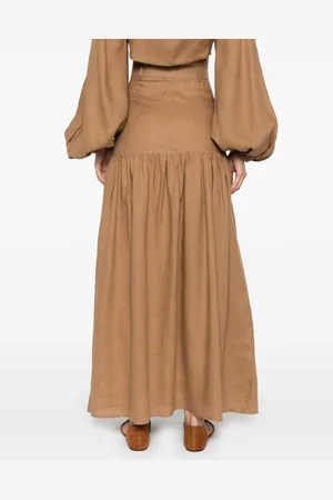 ACTUALEE Linen Midi Skirt
