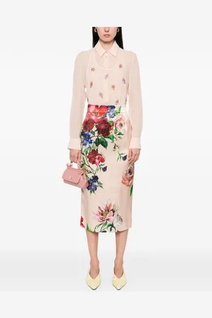 Dolce & Gabbana Flower Print Midi Skirt