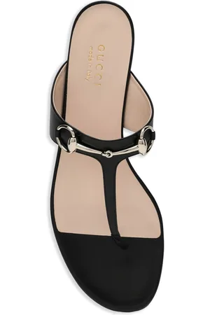 Gucci Lady Horsebit Leather Thong Sandals