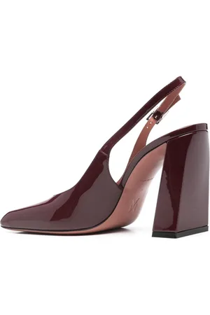 Amina Muaddi Charlotte Patent Leather Slingback Pumps
