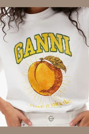 Ganni Peach Print Cotton T-shirt