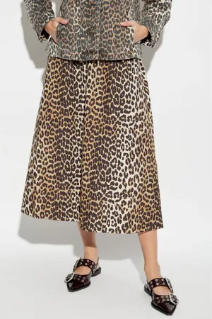 Ganni Leopard Print Midi Skirt