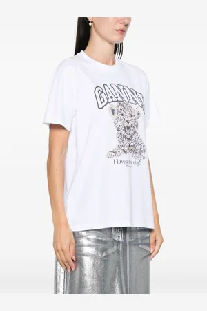 Ganni Leopard Print Cotton T-shirt
