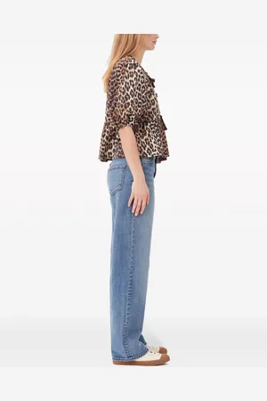 Ganni Leopard Print Cotton Blouse
