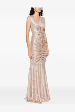 Norma Kamali Fishtail Shirred Long Dress