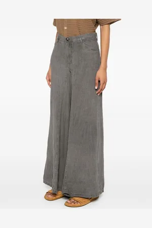 White Sand Cotton Wide-leg Trousers