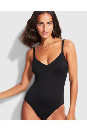 Sea Dive Scoop Neck Drawstring Side One Piece - Black – Seafolly US