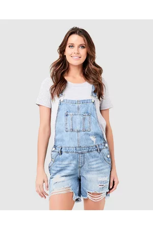Ripe Maternity Denim Short Overalls - Jumpsuits & Playsuits Denim Short Overalls