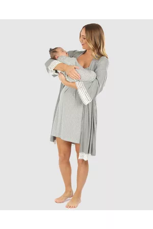 Angel Maternity 3 Piece Hospital Pack Nursing Dress + Lace Robe + Baby Wrap Set - Two-piece sets 3 Piece Hospital Pack - Nursing Dress + Lace Robe + Baby Wrap Set
