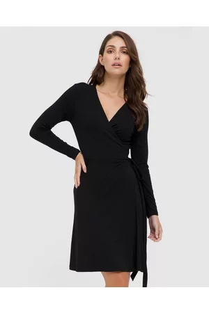 Bamboo Body Long Sleeve Wrap Dress - Dresses Long Sleeve Wrap Dress