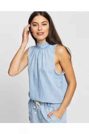 DRICOPER DENIM Oliana Tie Neck Tank - Tops Oliana Tie Neck Tank