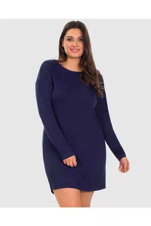 B Free Bamboo Long Sleeve Relaxed Fit Dress - Sleepwear Bamboo Long Sleeve Relaxed Fit Dress