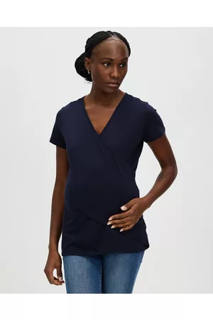 Angel Maternity Maternity & Nursing Crossover Short Sleeve Tee - Tops Maternity & Nursing Crossover Short Sleeve Tee