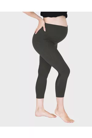 Angel Maternity Maternity Workout 3 4 Length Legging Khaki - 3/4 Tights Maternity Workout 3-4 Length Legging - Khaki