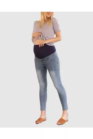 Angel Maternity Maternity Over the Bump High Waist Denim Jeans - Slim Maternity Over the Bump High Waist Denim Jeans