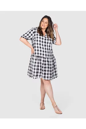 Love Your Wardrobe Giulia Check Drop Waist Dress - Dresses Giulia Check Drop Waist Dress