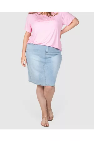 Love Your Wardrobe Gigi Washed Out Stretch Denim Skirt - Denim skirts Gigi Washed Out Stretch Denim Skirt