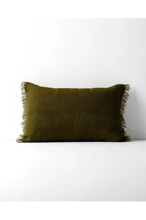 Aura Vintage Linen Fringe Rectangle Cushion - Home Vintage Linen Fringe Rectangle Cushion