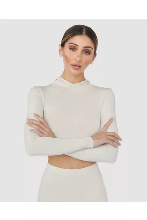 MOD SQUAD Luxe Hooded Crop Basic Base Layer - Tops Luxe Hooded Crop Basic Base Layer