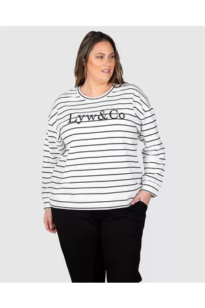 Love Your Wardrobe LYW & Co Stripe Embroidered Sweat Top - Sweats LYW & Co Stripe Embroidered Sweat Top