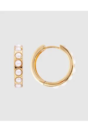 FAIRLEY Crystal Pearl Maxi Hoops - Jewellery Crystal Pearl Maxi Hoops