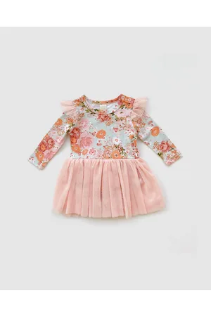 WITH LOVE FOR KIDS Tulle Flutter Long Sleeve Tutu Onesie Babies - Onesies Tulle Flutter Long Sleeve Tutu Onesie - Babies